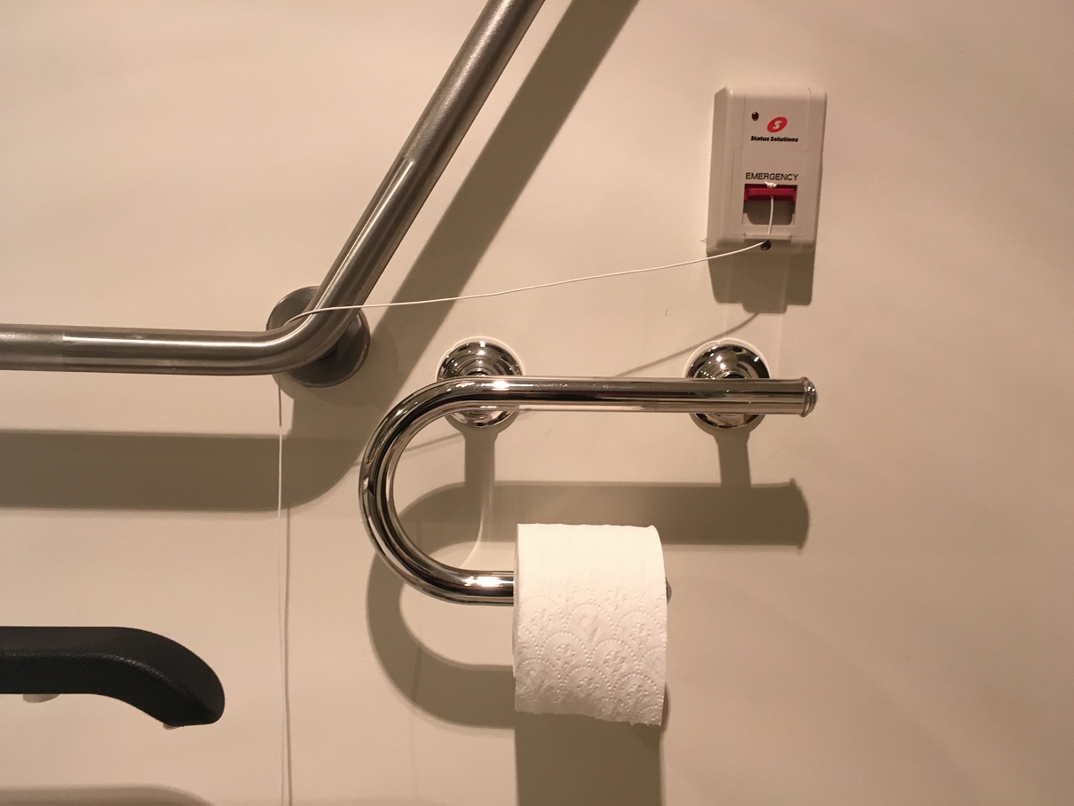 Image of the grab bars installed into a bathroom.