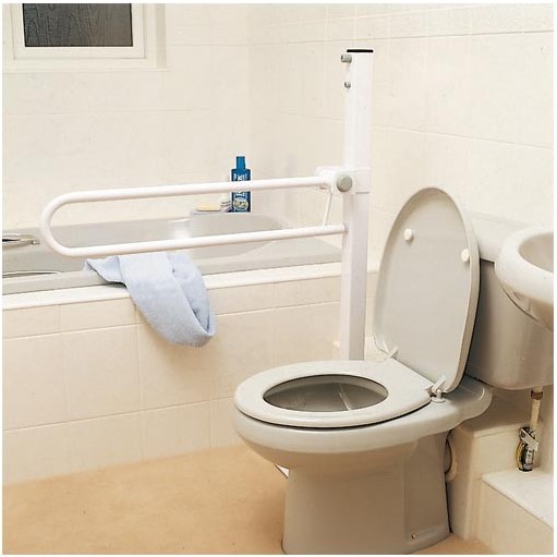 Image of adjustable floor mount in bathroom.