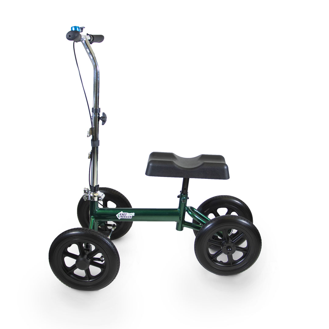 Explorer knee walker, side view, no basket Explorer knee walker, side view, no basket, British Racing Green Colour