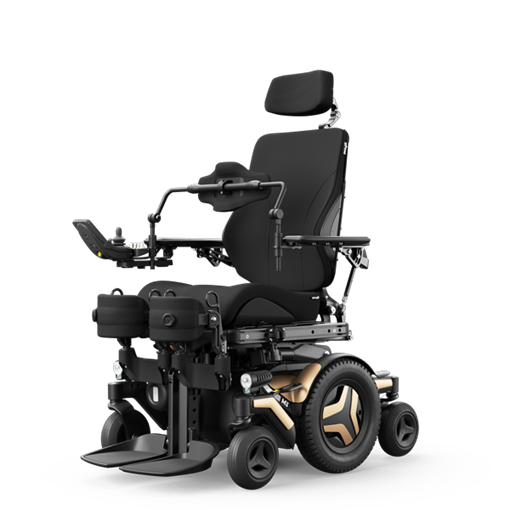 M Corpus VS Standing Wheelchair, angled view The M Corpus VS chair in the seated position, shown at a side angle