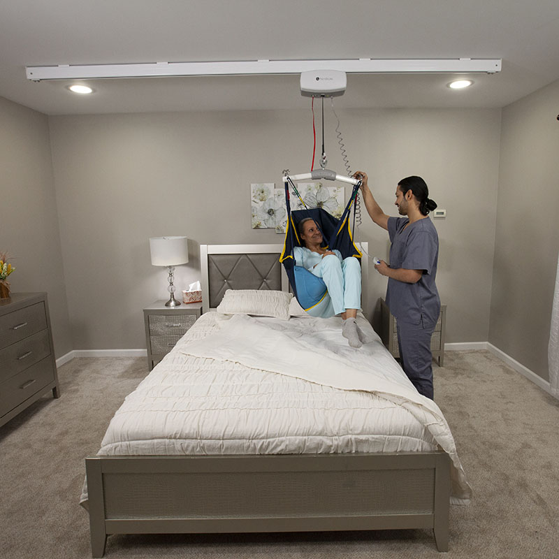 Patient being lifted with C-Series lift Patient being lifted with C-Series lift