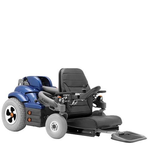 Permobil K450 MX with seat at ground level The Permobil K450 MX pediatric power wheelchair with the seat at ground level