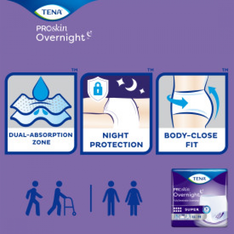 TENA ProSkin Overnight™ Super Protective Incontinence Underwear, Heavy Absorbency, Unisex (L) Info