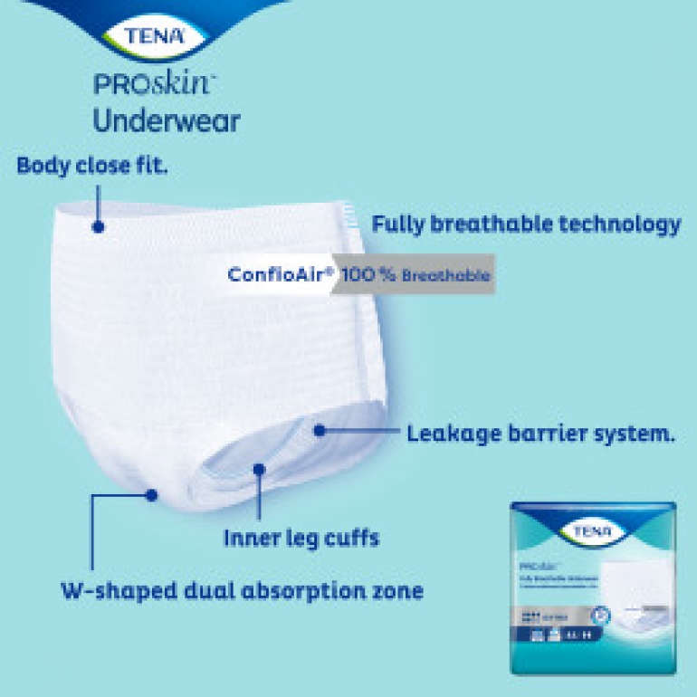 TENA ProSkin™ Extra Protective Incontinence Underwear, Moderate Absorbency, Unisex, Large Info