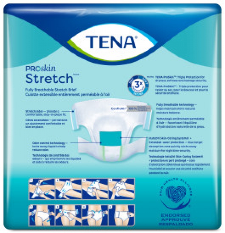 TENA ProSkin™ Stretch Super Incontinence Brief, Heavy Absorbency, Unisex, Large/X-Large Info
