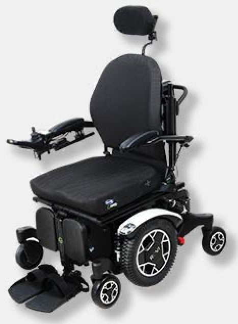 ROVI A3 power chair The ROVI A3 power wheelchair with white trim, cushion, backrest & headrest