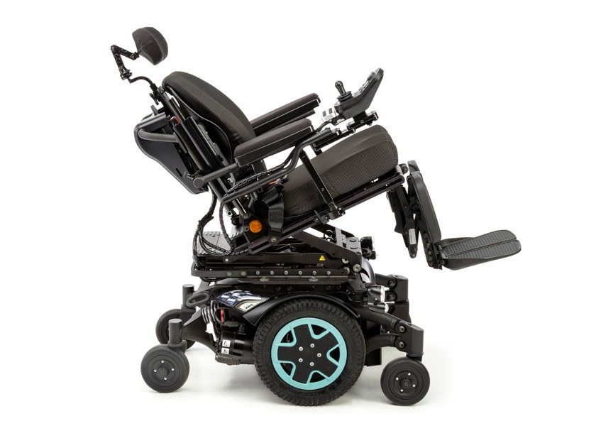 TDX SP2 Power Chair tilted, side view TDX SP2 Power Chair tilted, side view