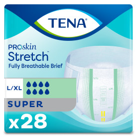 TENA ProSkin™ Stretch Super Incontinence Brief, Heavy Absorbency, Unisex, Large/X-Large TENA ProSkin™ Stretch Super Incontinence Brief, Heavy Absorbency, Unisex, Large/X-Large