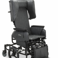 The Broda midline positioning wheelchair with optional large, self-propelling rear wheels. thumbnail