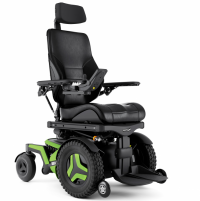 The F3 Corpus is shown at an angle. It has bright green accents and black rehab seating. thumbnail