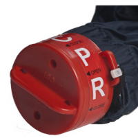 The red CPR valve on the Salute mattress is shown in a close up thumbnail
