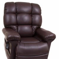 Twilight Cloud lift chair in Brisa fabric coffee bean colour, slightly raised. thumbnail