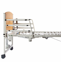 The 8199 Home Care Bed frame is shown from the side with half rails and without a mattress thumbnail