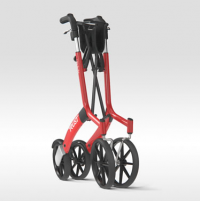 The Let's Go Out rollator in red is shown against a white background. It is folded compactly. thumbnail