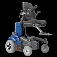 The Permobil K450 MX pediatric power wheelchair with the seat raised up thumbnail