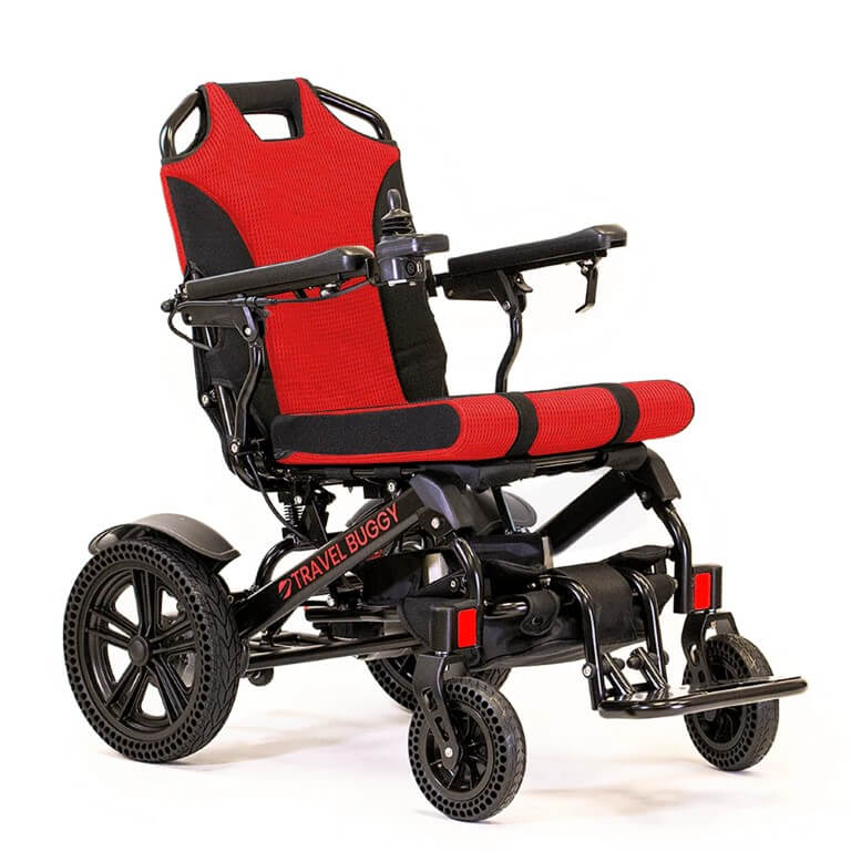 Travel Buggy VISTA in Red, viewed at an angle